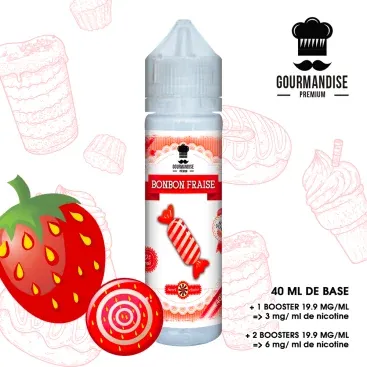 BONBON FRAISE - GOURMANDISE PREMIUM - E-LIQUIDE 40ML - E-liquides