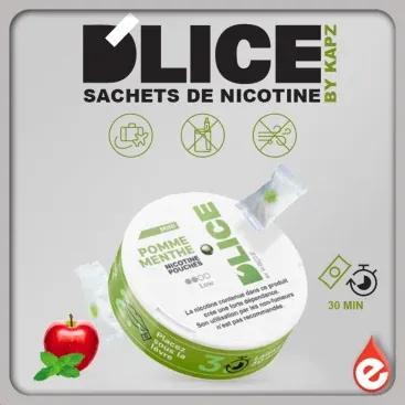 SACHETS DE NICOTINE POMME MENTHE - D’LICE - E-liquides