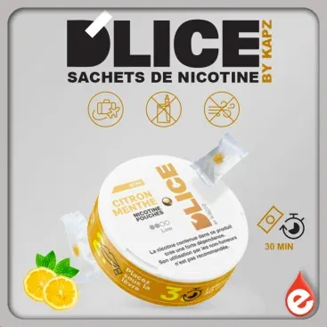 SACHETS DE NICOTINE CITRON MENTHE - D’LICE - E-liquides