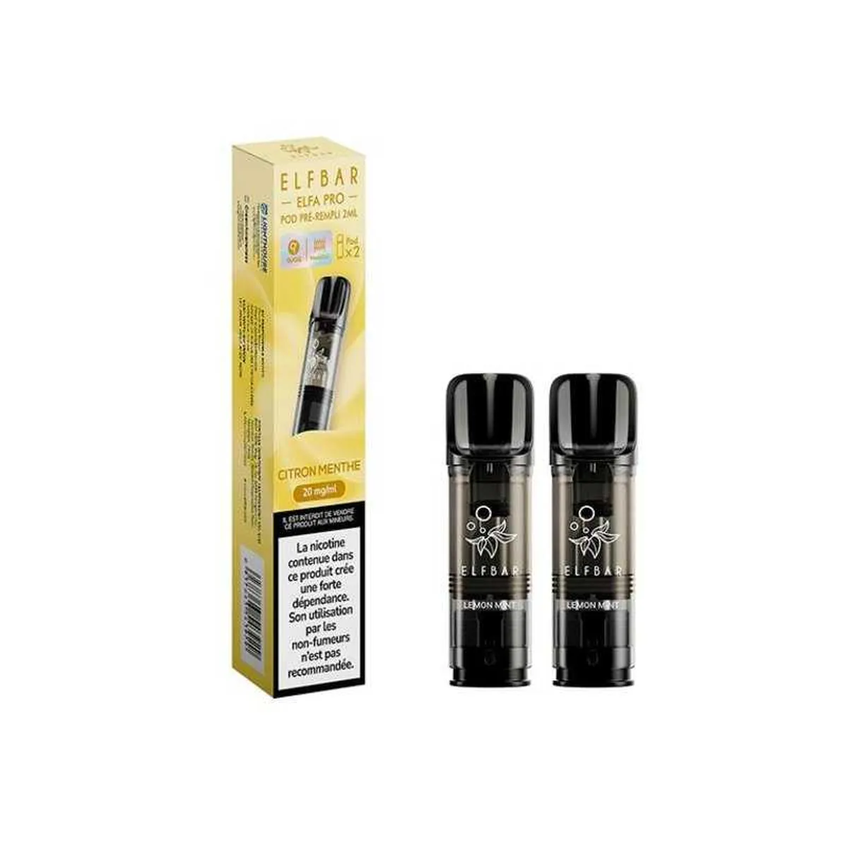 CARTOUCHE ELFA PRO ELFBAR (X2) - CITRON MENTHE - Cigarettes électroniques