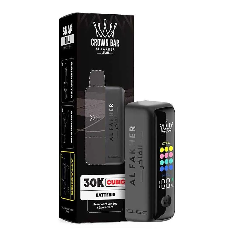 BATTERIE CUBIC 30K - CROWN BAR BY AL FAKHER - NOIR - Cigarettes électroniques