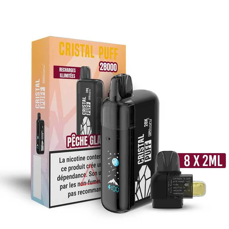 CRISTAL PUFF 28K - 20 MG - PÊCHE GLACÉE - Cigarettes électroniques
