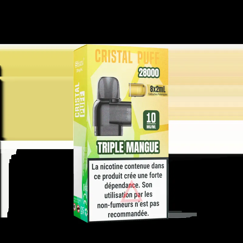 CARTOUCHE CRISTAL PUFF 28K (X8) - 10 MG - TRIPLE MANGUE - Cigarettes électroniques