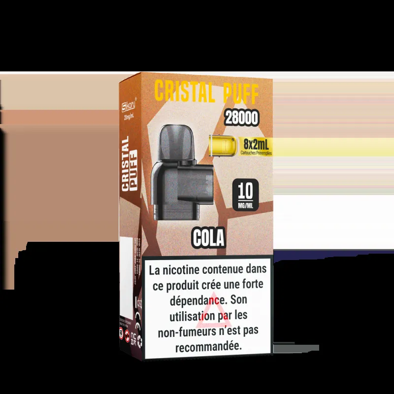 CARTOUCHE CRISTAL PUFF 28K (X8) - 0 MG - COLA - Cigarettes électroniques