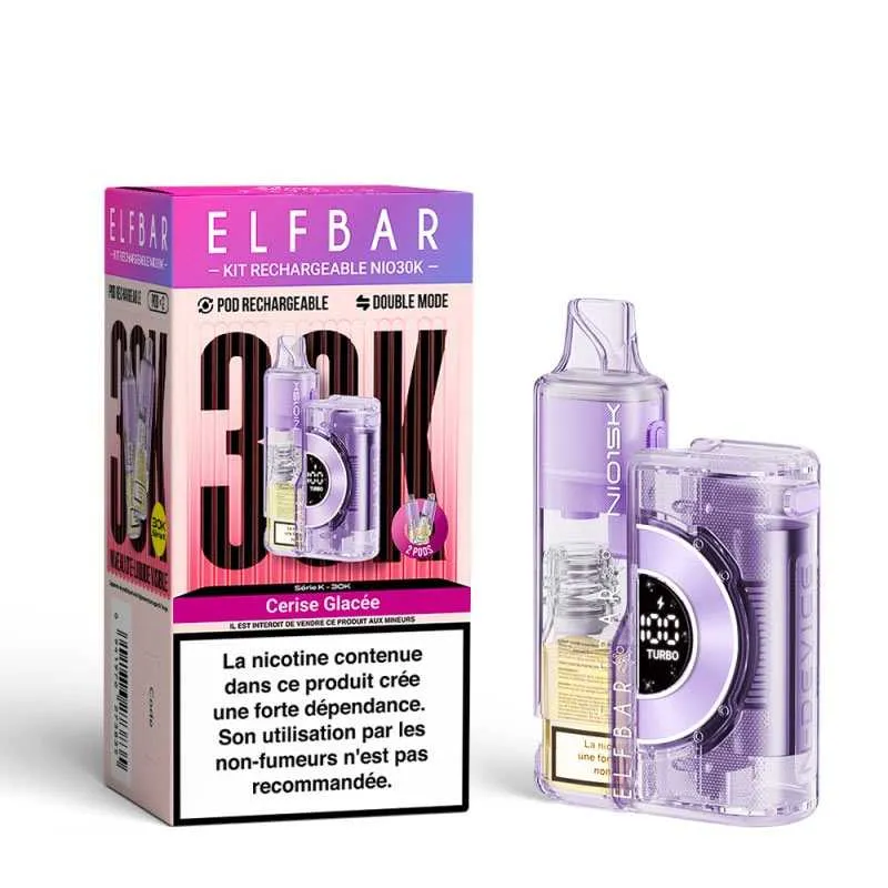 PUFF NIO 30K - ELFBAR - 20 MG - CERISE GLACÉE - Cigarettes électroniques