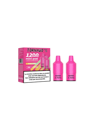 PACK 2 PODS TORNADO MINI FUMOT 1200 - BARBE À PAPA - Cigarettes électroniques