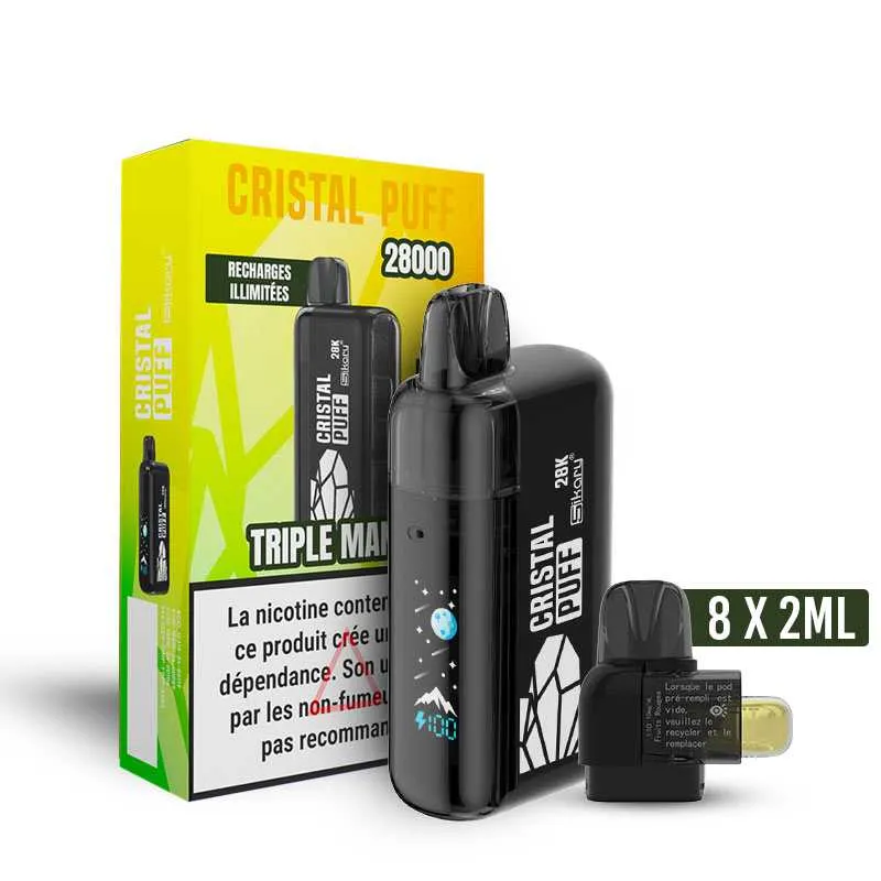 CRISTAL PUFF 28K - 10 MG - TRIPLE MANGUE - Cigarettes électroniques