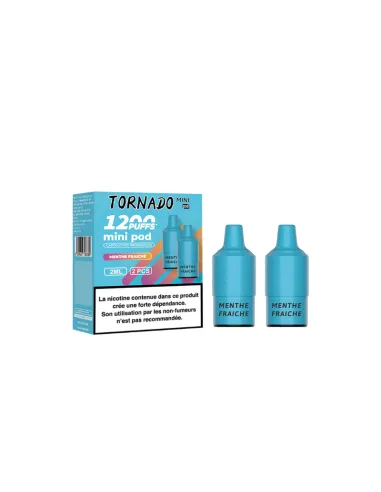 PACK 2 PODS TORNADO MINI FUMOT 1200 - MENTHE FRAÎCHE - Cigarettes électroniques
