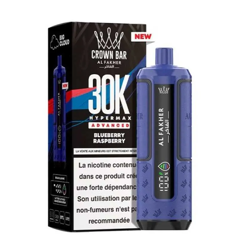 PUFF HYPERMAX 30K CROWN BAR - AL FAKHER - 6 MG - BLUEBERRY RASPBERRY - Cigarettes électroniques