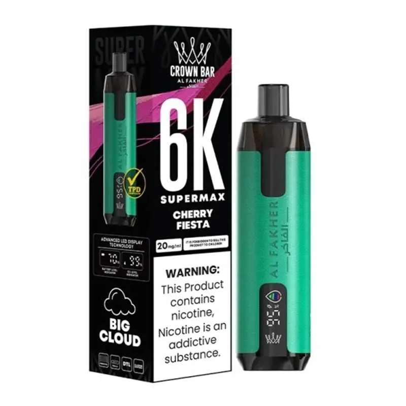 PUFF SUPERMAX 6K CROWN BAR - AL FAKHER - 20 MG - CHERRY FIESTA - Cigarettes électroniques