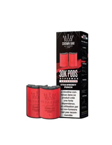 CARTOUCHE X2 AL FAKHER CROWN BAR HYPER MAX 30K - STRAWBERRY PUNCH - Cigarettes électroniques