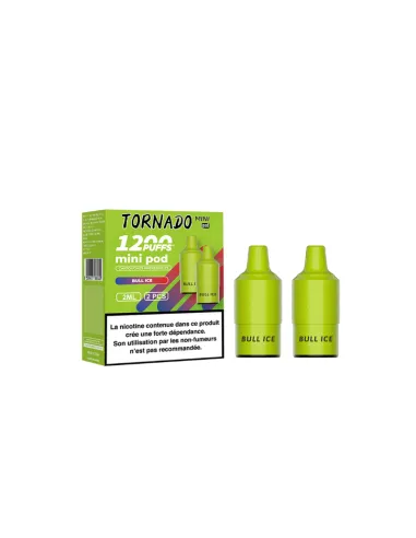 PACK 2 PODS TORNADO MINI FUMOT 1200 - BULL ICE - Cigarettes électroniques
