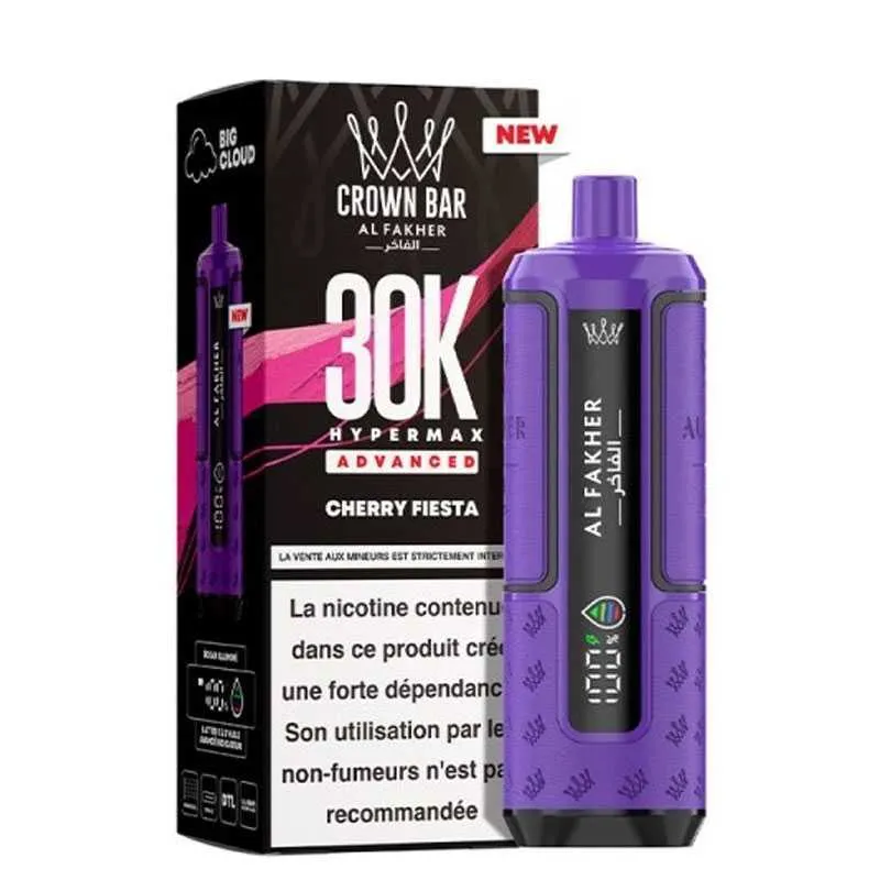 PUFF HYPERMAX 30K CROWN BAR - AL FAKHER - 6 MG - CHERRY FIESTA - Cigarettes électroniques