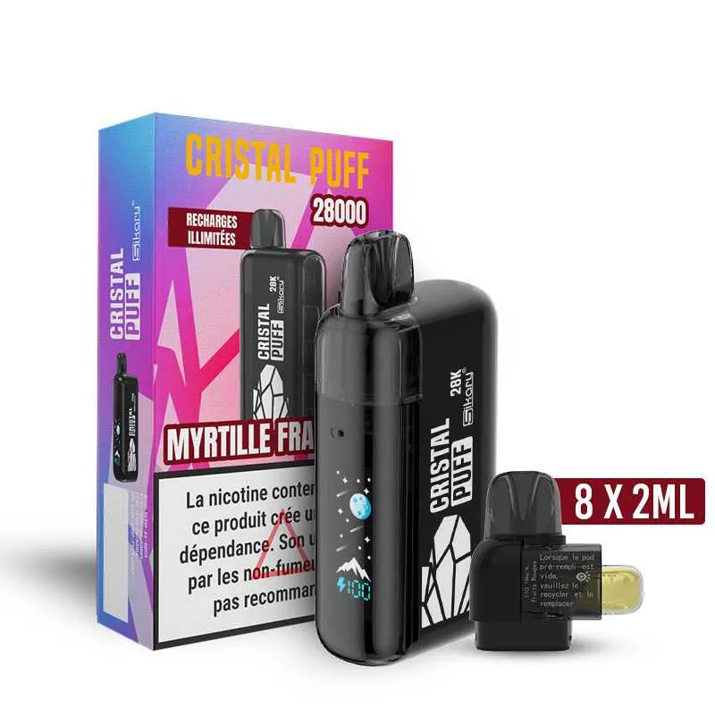 CRISTAL PUFF 28K - 20 MG - MYRTILLE FRAMBOISE - Cigarettes électroniques