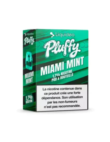 POD LIQUIDEO PLUFFY 10K ET E-LIQUIDE 10ML - MIAMI MINT - Cigarettes électroniques