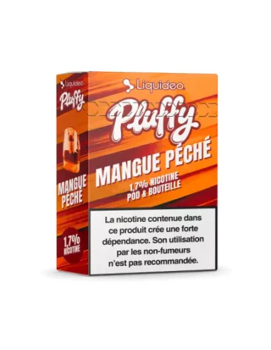 POD LIQUIDEO PLUFFY 10K ET E-LIQUIDE 10ML - MANGUE PÉCHÉ - Cigarettes électroniques