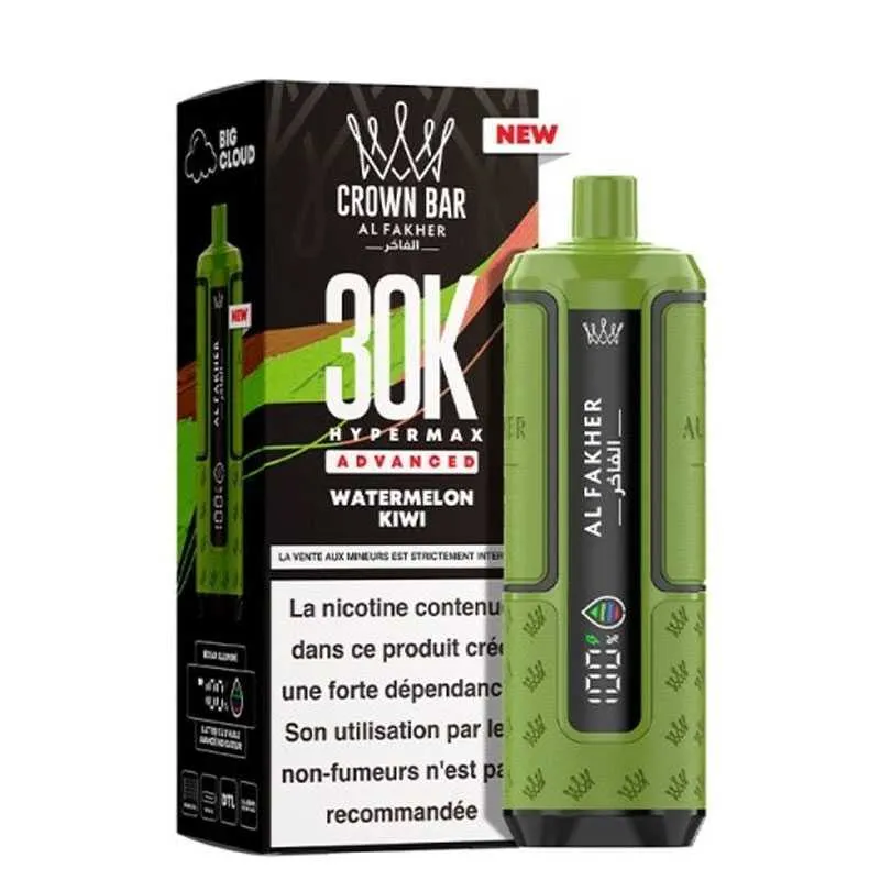 PUFF HYPERMAX 30K CROWN BAR - AL FAKHER - 6 MG - WATERMELON KIWI - Cigarettes électroniques