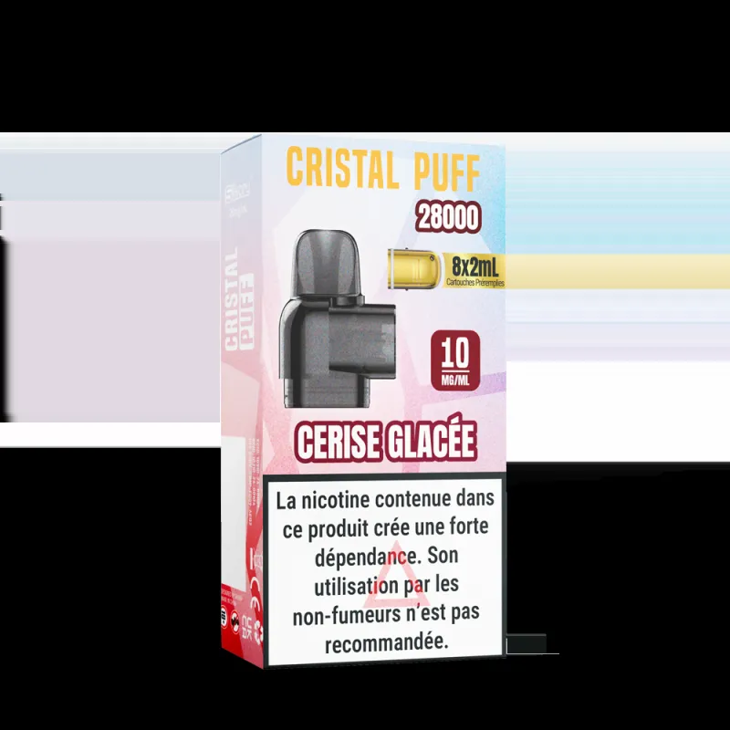 CARTOUCHE CRISTAL PUFF 28K (X8) - 10 MG - CERISE GLACÉE - Cigarettes électroniques
