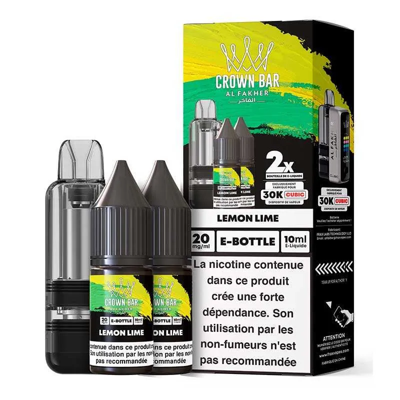 CARTOUCHE CUBIC 30K - CROWN BAR BY AL FAKHER - LEMON LIME - Cigarettes électroniques
