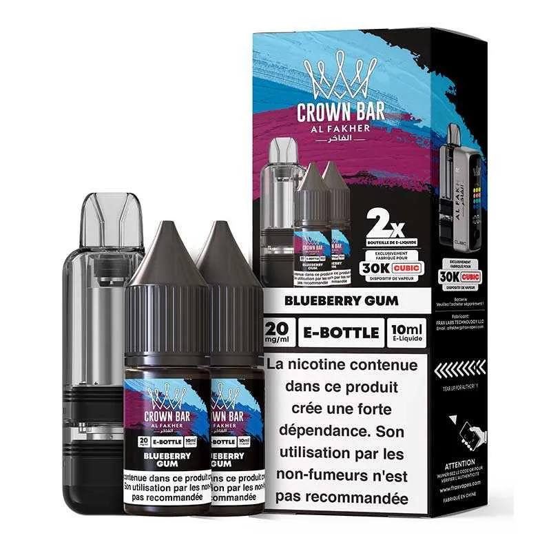 CARTOUCHE CUBIC 30K - CROWN BAR BY AL FAKHER - BLUBERRY RASPBERRY - Cigarettes électroniques