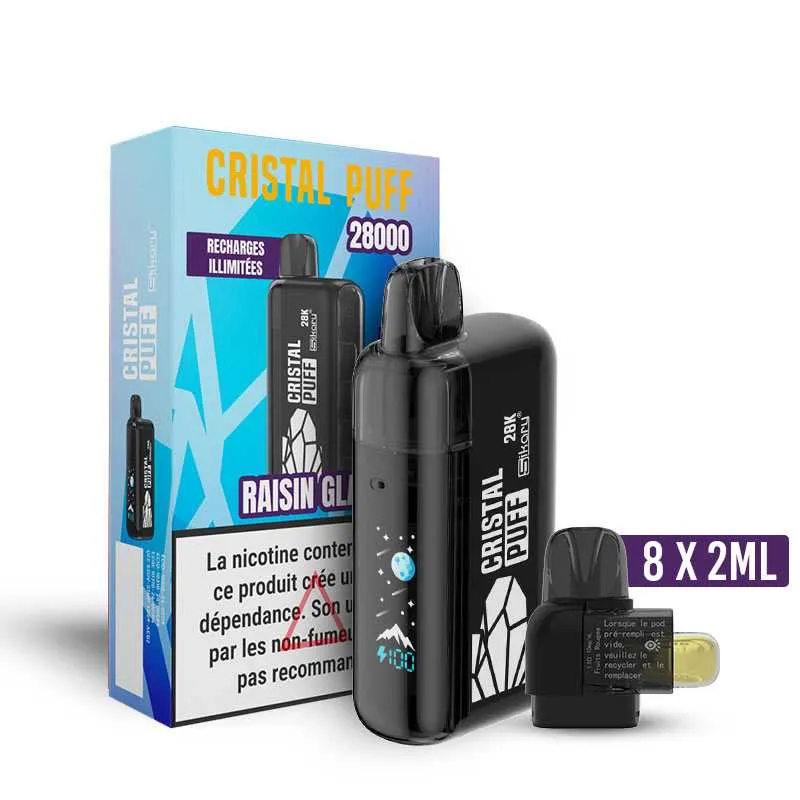 CRISTAL PUFF 28K - 10 MG - RAISIN GLACÉ - Cigarettes électroniques