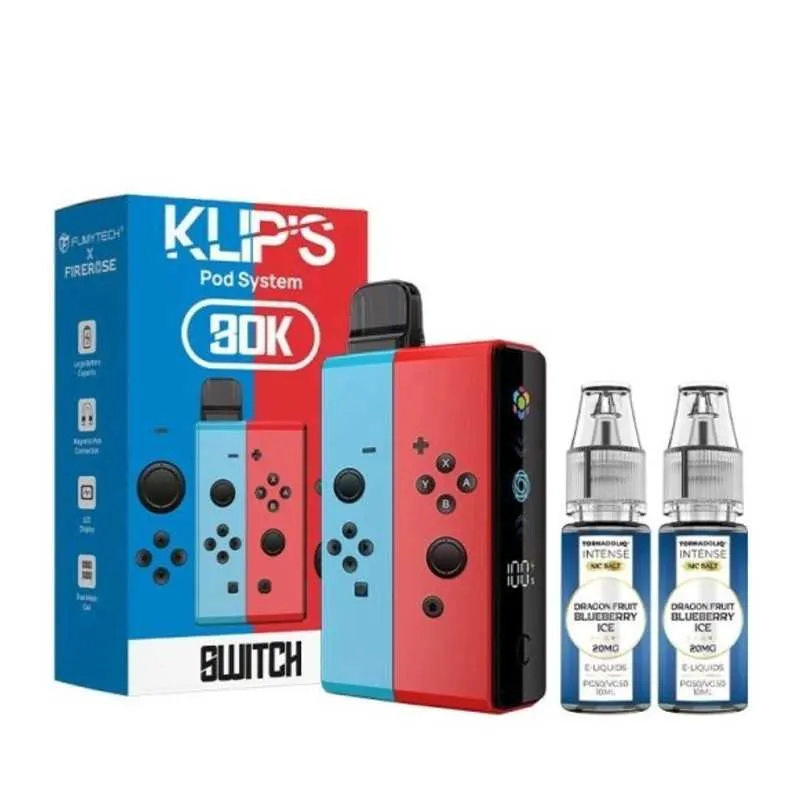 Comparer Puff Klip's 30K Fumytech X Tornadoliq - 20 mg - Dragon Fruit Blueberry Ice - Cigarettes électroniques avec un prix minimum de 19.90€