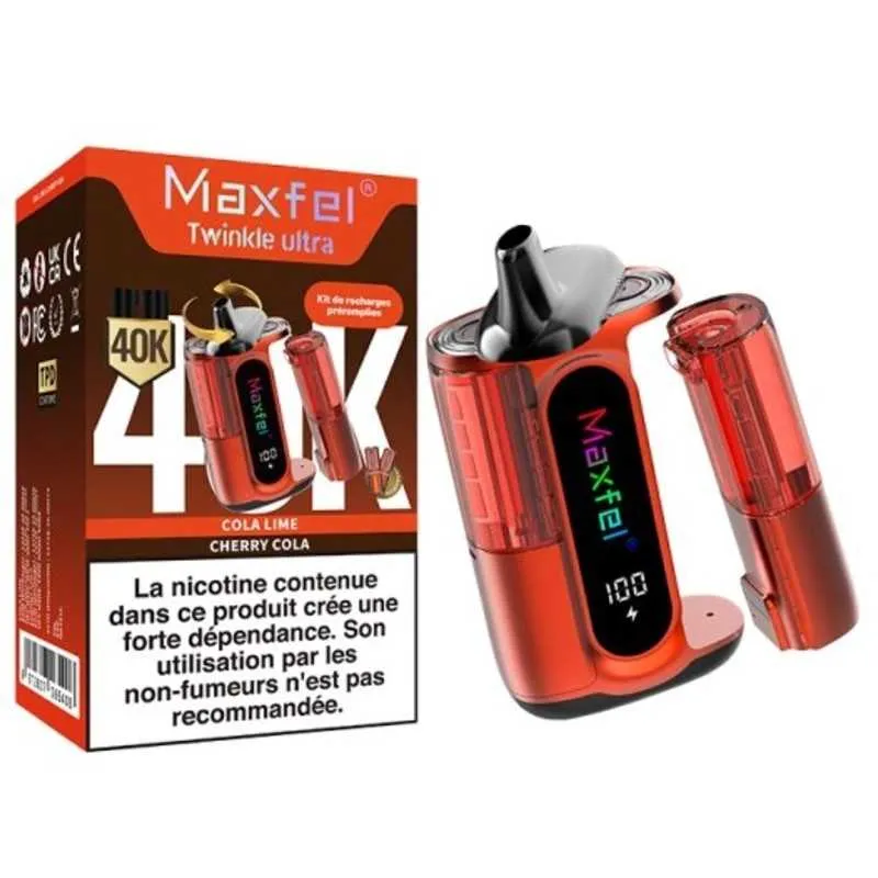 Comparer Puff Twinkle Ultra 40K Maxfel - 20 mg - Cola Lime / Cherry Cola - Cigarettes électroniques avec un prix minimum de 12.90€