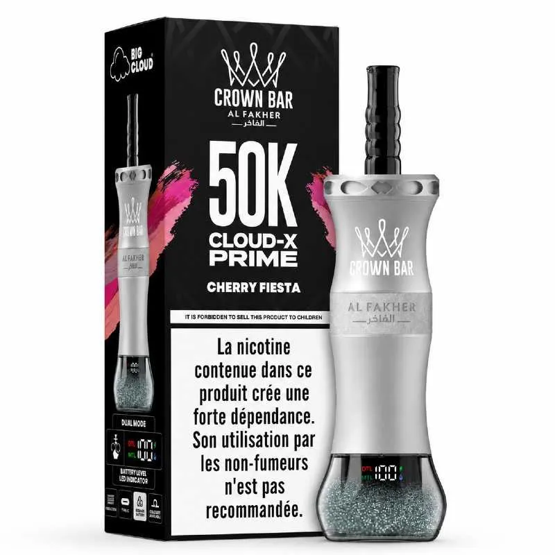 Comparer Puff Cloud X Prime 50K Crown Bar - Al Fakher - 6 mg - Cherry Fiesta - Cigarettes électroniques avec un prix minimum de 19.90€