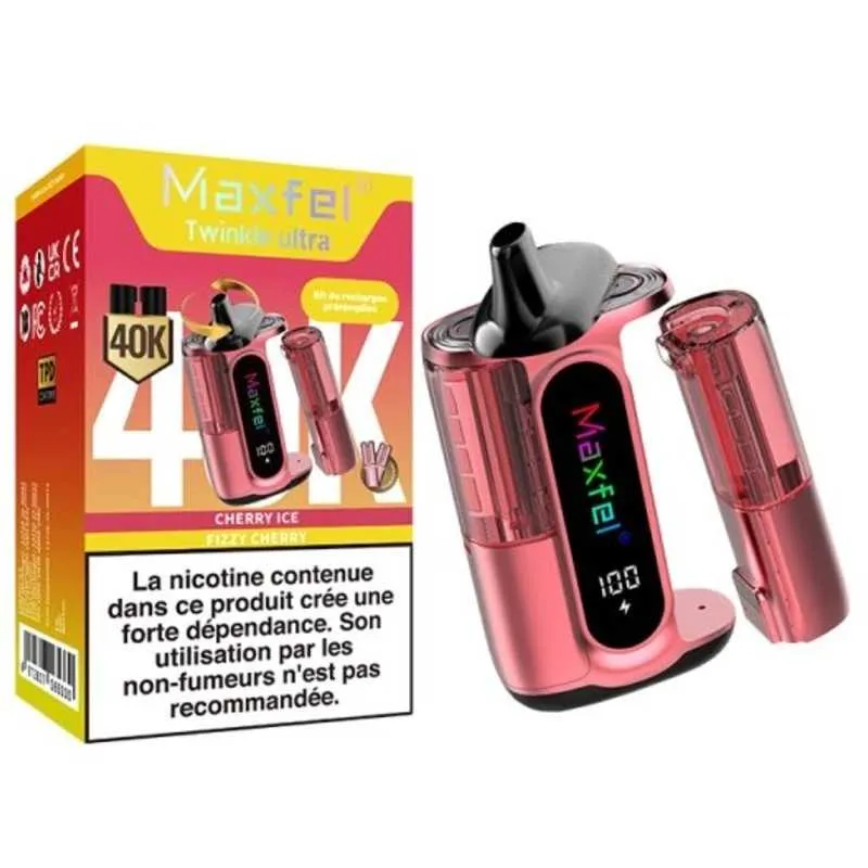 Comparer Puff Twinkle Ultra 40K Maxfel - 20 mg - Cherry Ice / Fizzy Cherry - Cigarettes électroniques avec un prix minimum de 12.90€